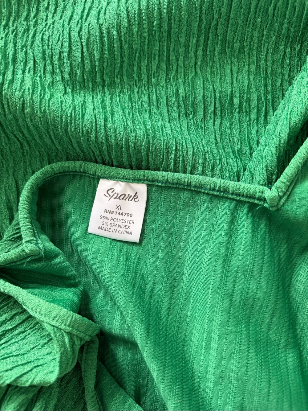 Green Ribbed Square-Neck Mini Dress - Picture 3 of 4